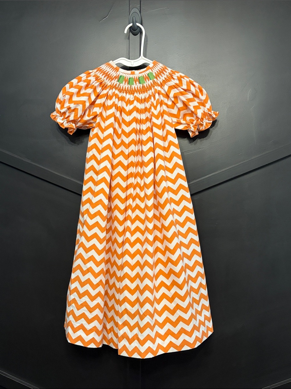 Smocked Giraffe - Orange Chevron Smocked Popsicle Dress
